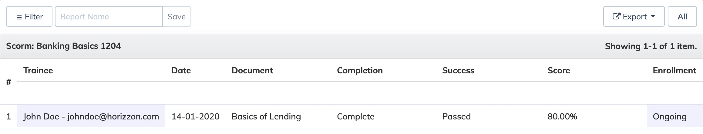 SCORM Report in AlphaLearn LMS