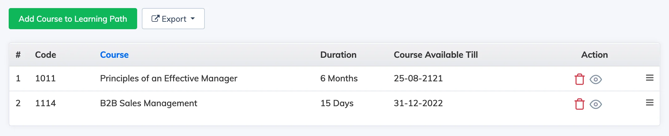 Adding courses to a Learning Path in AlphaLearn LMS