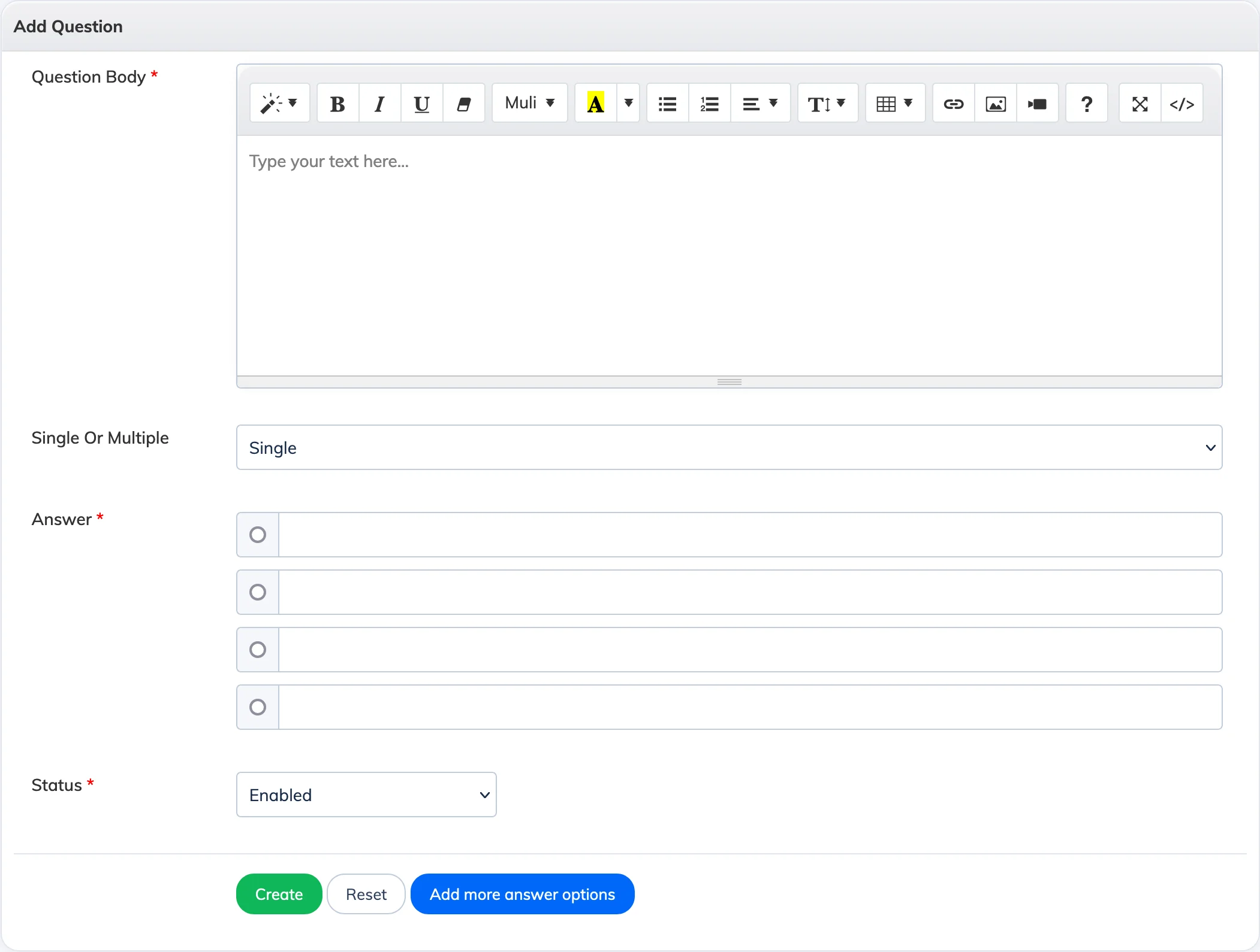 Add questions to an exam in AlphaLearn LMS