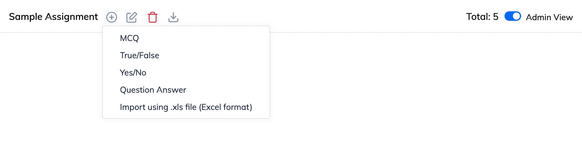 Add questions to an assignment in AlphaLearn LMS