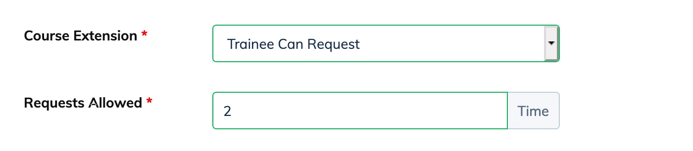 Course extension settings in AlphaLearn LMS