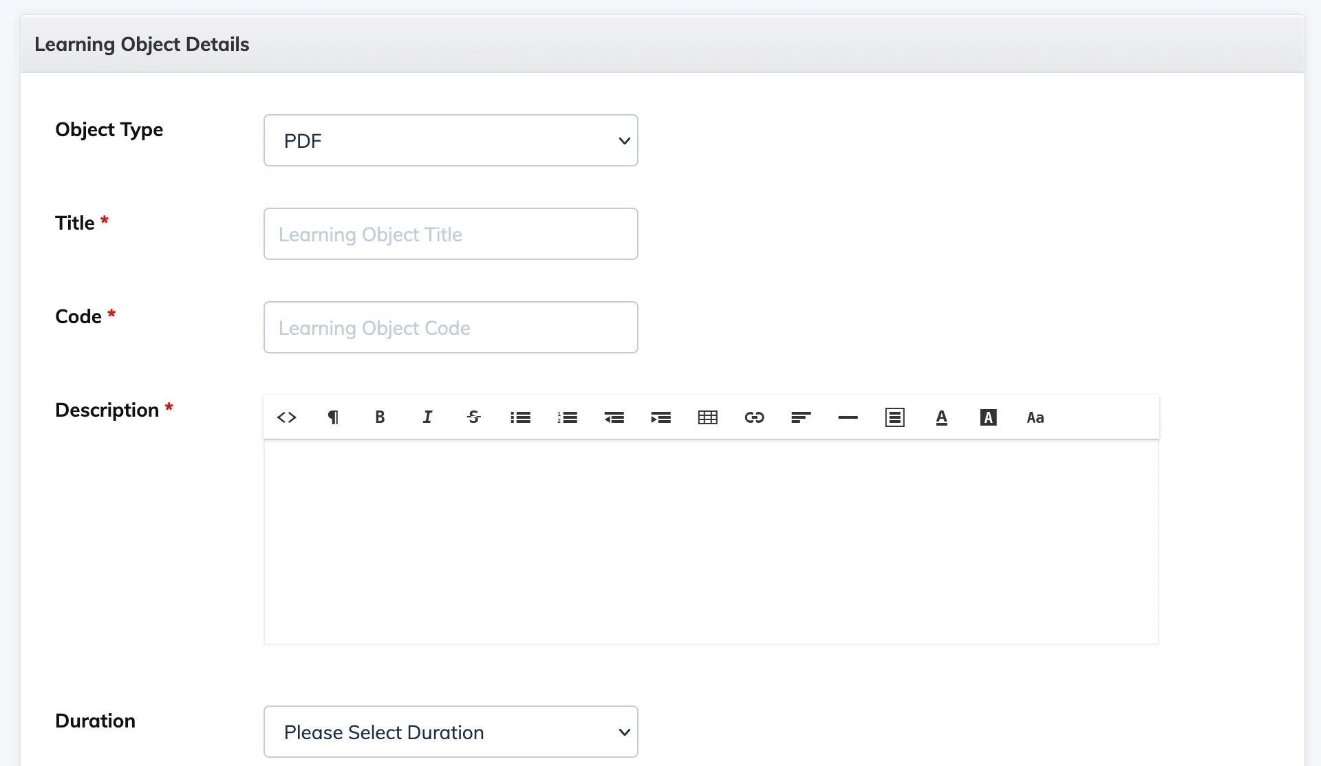 Create a Learning Object in AlphaLearn LMS