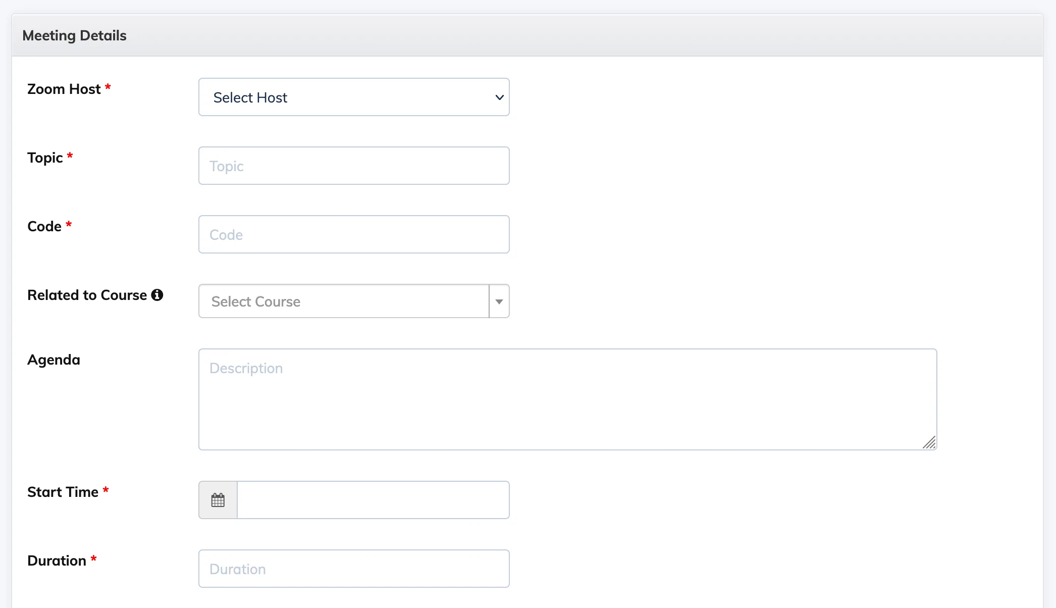 Creating and managing Zoom Meetings in AlphaLearn LMS