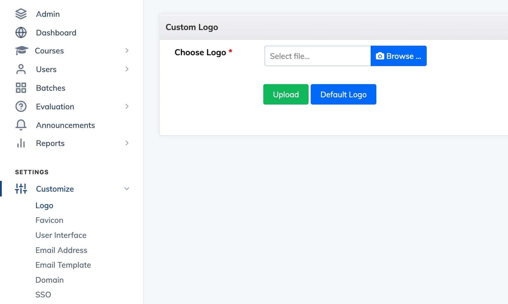 Customize the logo in AlphaLearn LMS