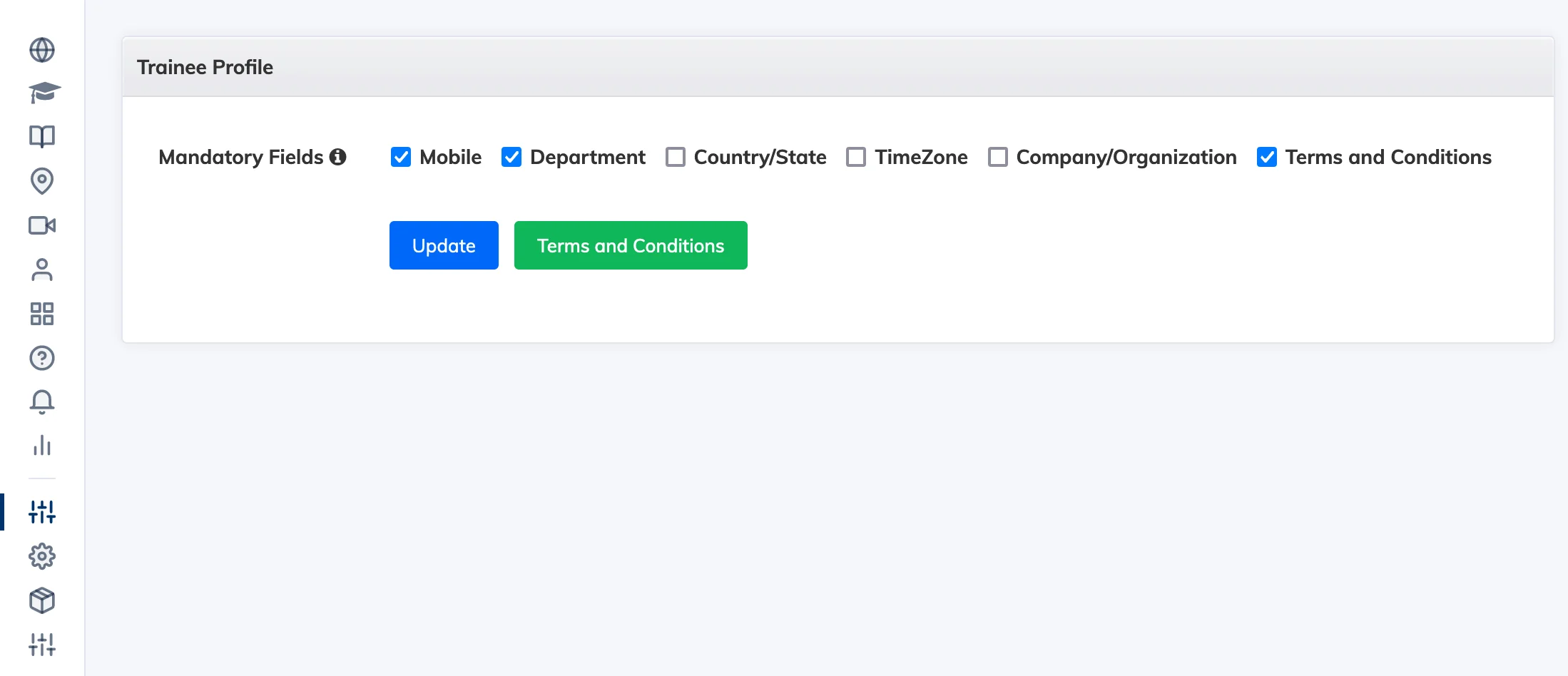 Customize Trainee Profile settings in AlphaLearn LMS