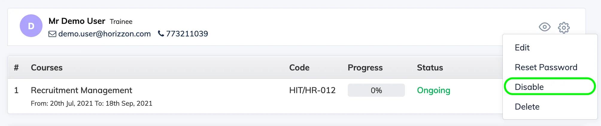 Disable a Trainee in AlphaLearn LMS