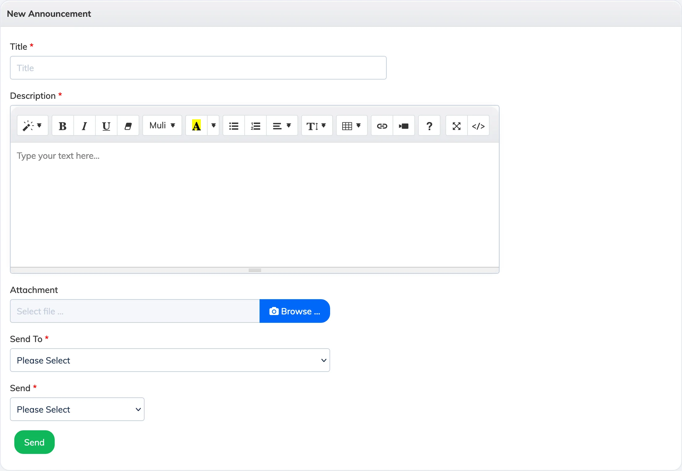 Make an announcement in AlphaLearn LMS