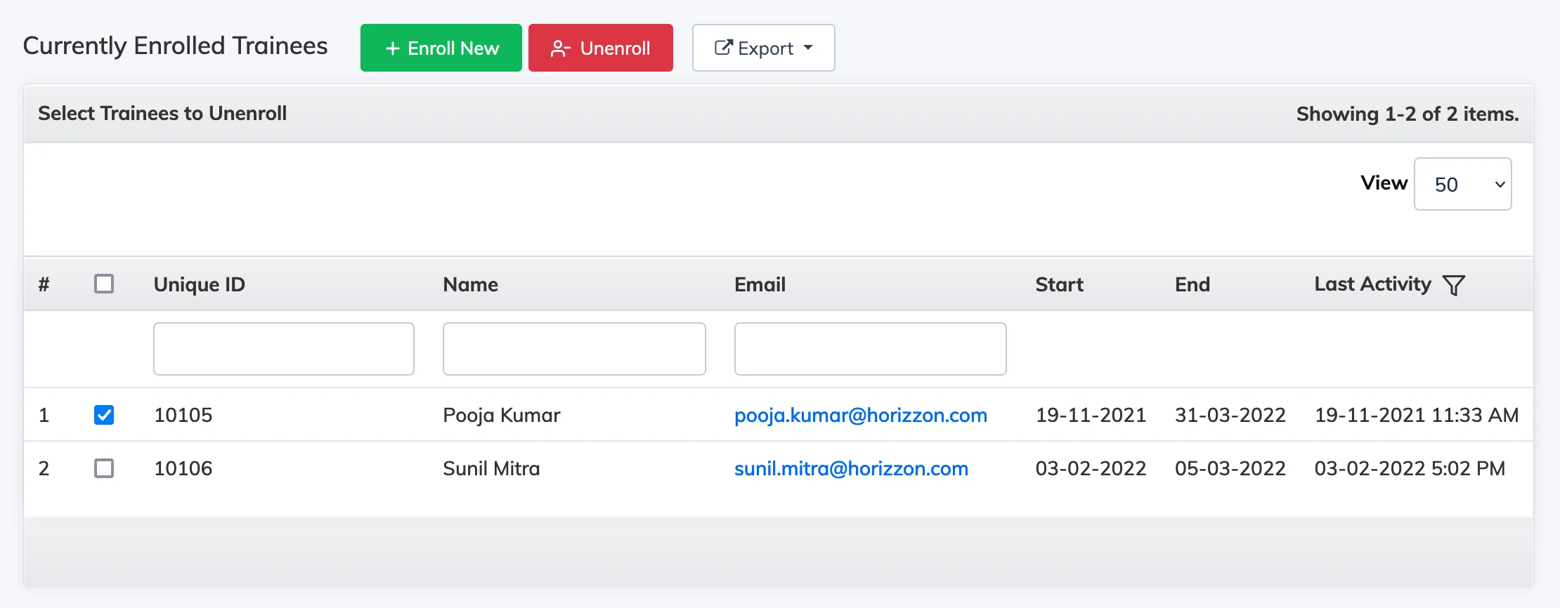 Unenroll a Trainee from a course in AlphaLearn LMS