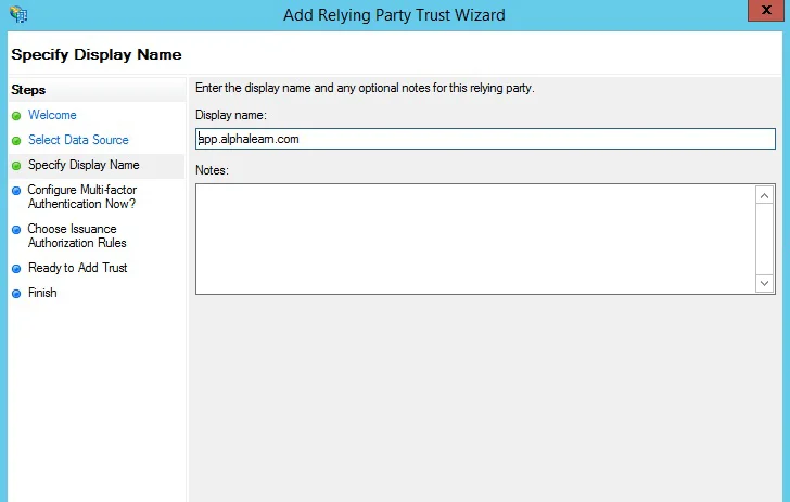 Federation metadata address field in ADFS
