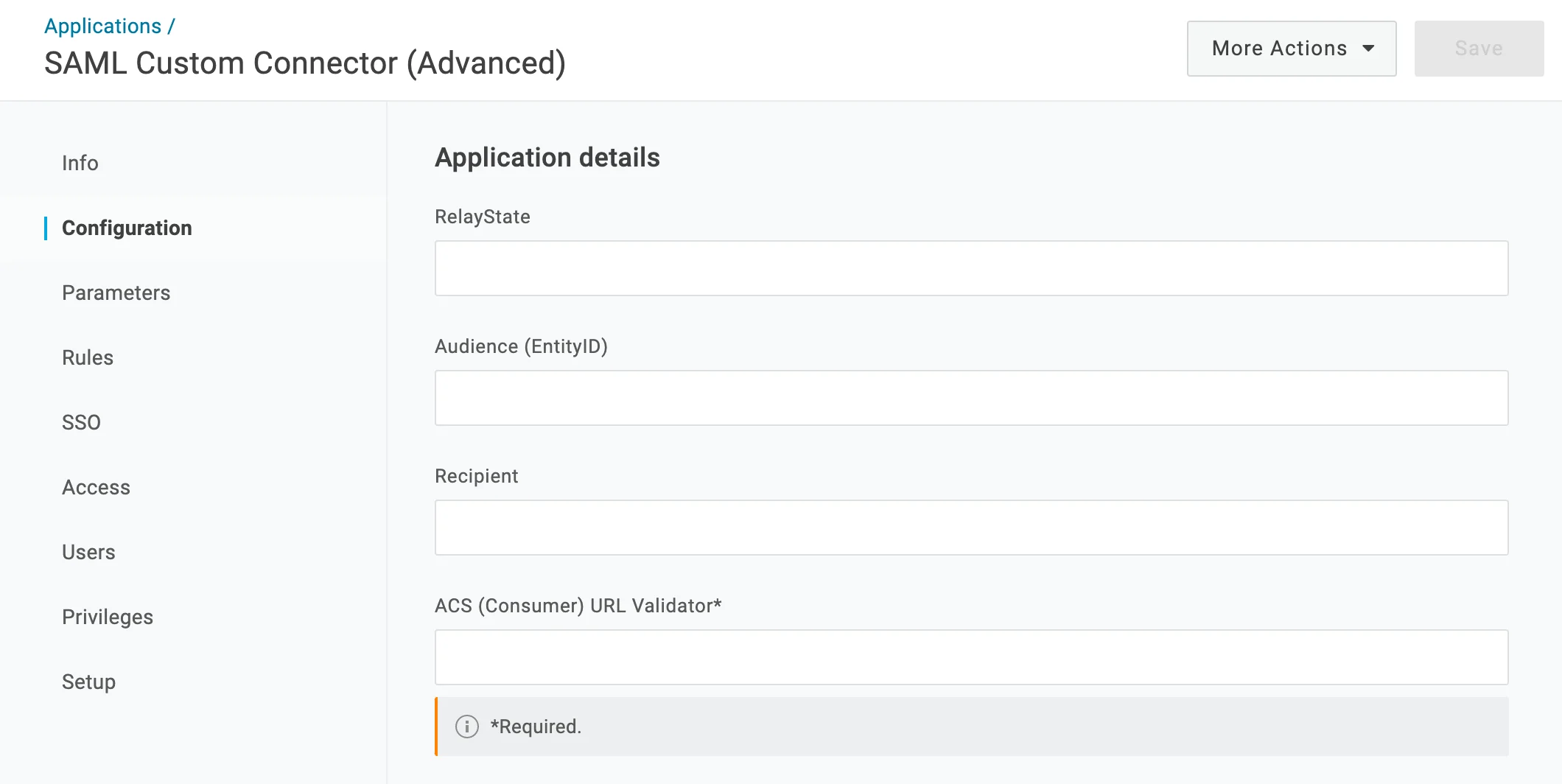 OneLogin configuration tab with AlphaLearn SSO details