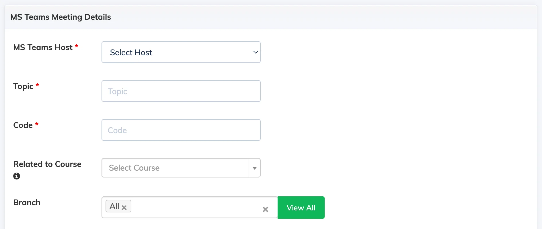 Creating an MS Teams meeting in AlphaLearn LMS