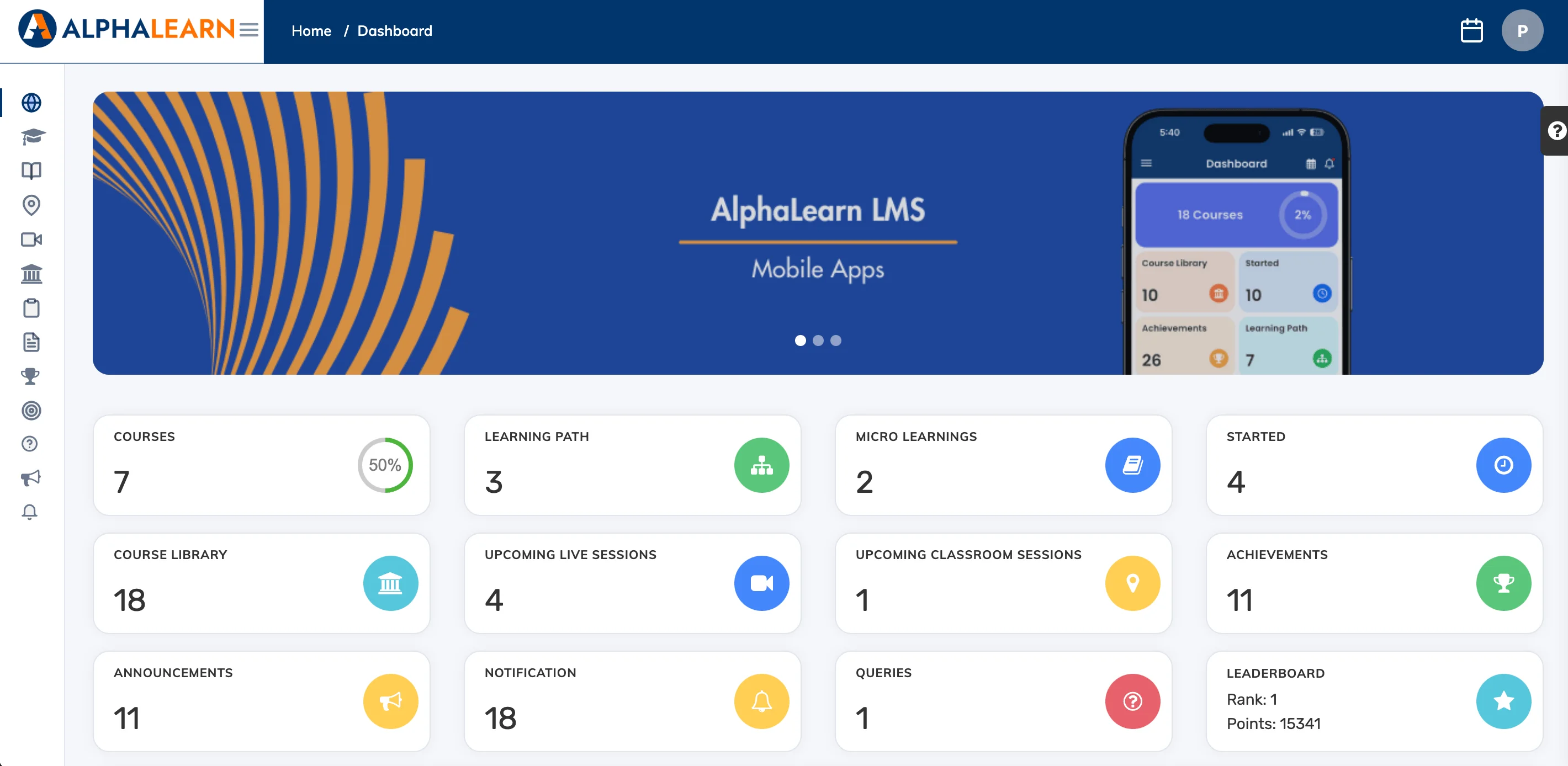 Customize Trainee Dashboard in AlphaLearn LMS