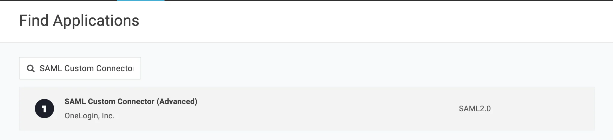 Selecting SAML Custom Connector in OneLogin