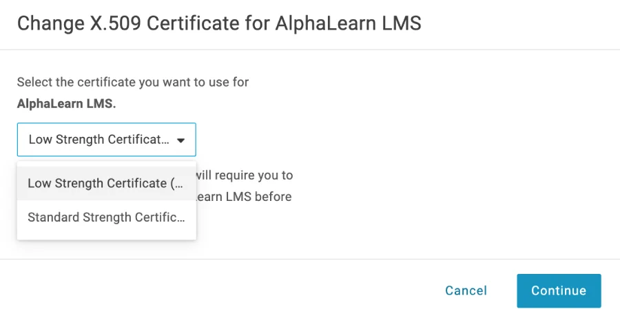 X.509 certificate configuration in OneLogin