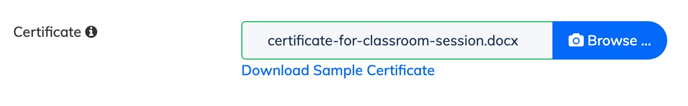 Issue Certificate for Classroom Sessions in AlphaLearn LMS