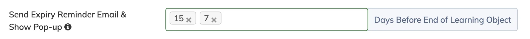 Learning Object completion reminder settings in AlphaLearn LMS