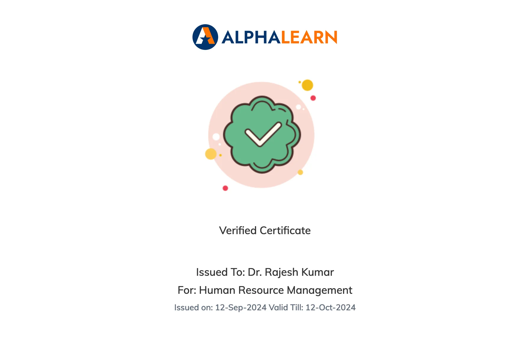 Certificate verification in AlphaLearn LMS