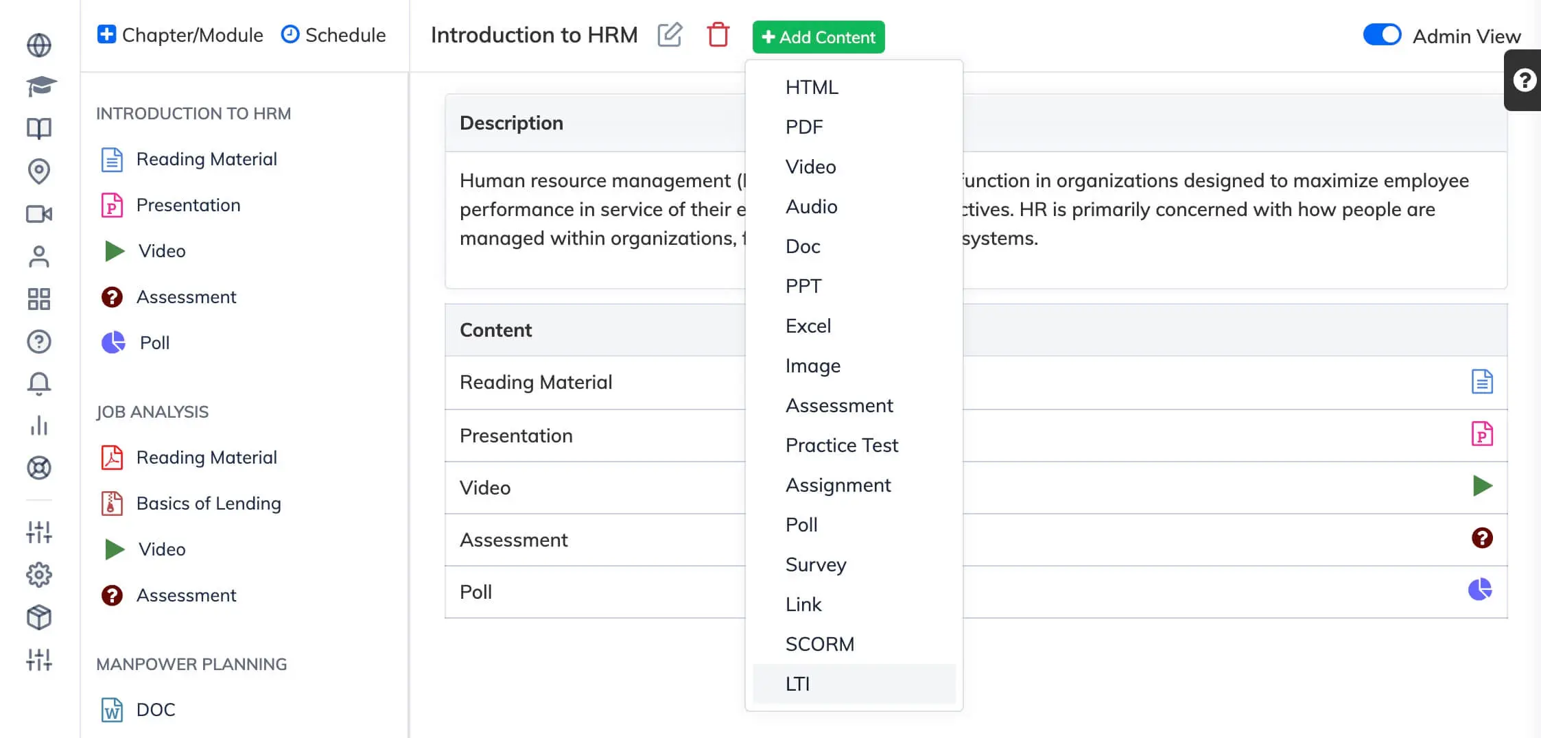 Adding LTI Content in AlphaLearn LMS