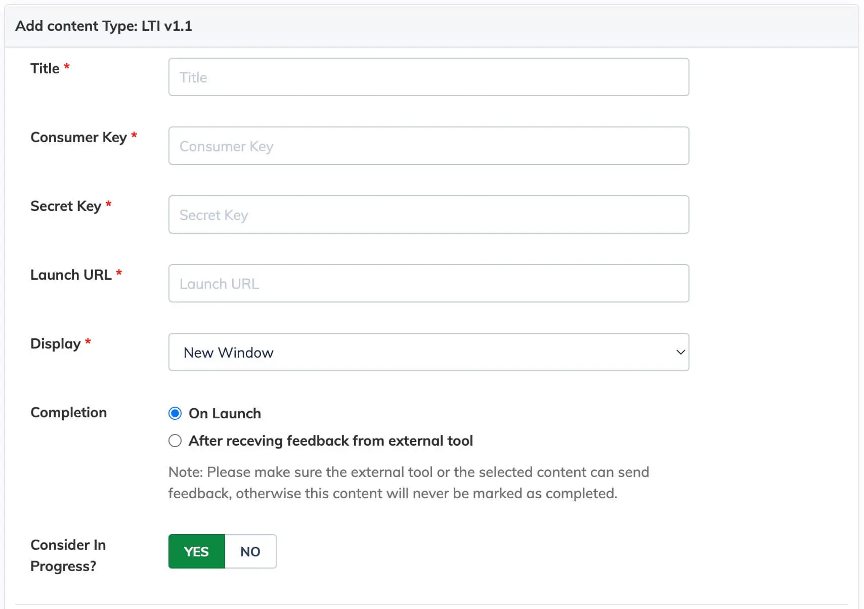 LTI Settings in AlphaLearn LMS